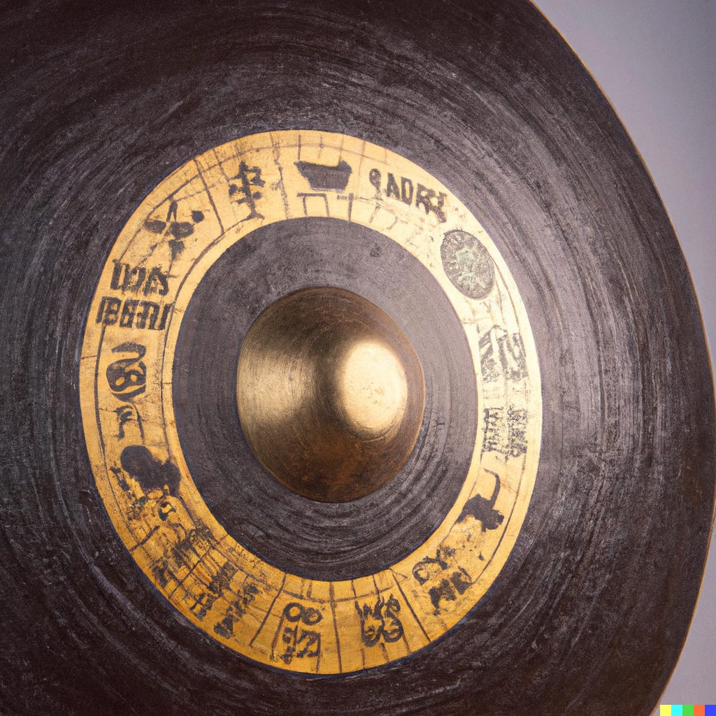 Cymbal with symbols by DALLE 2